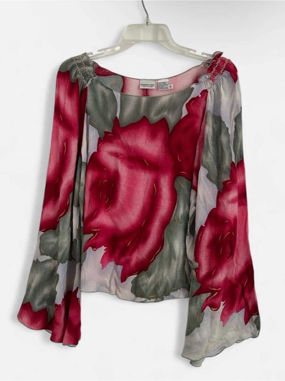Newport News Vintage Floral Long-Sleeve Blouse